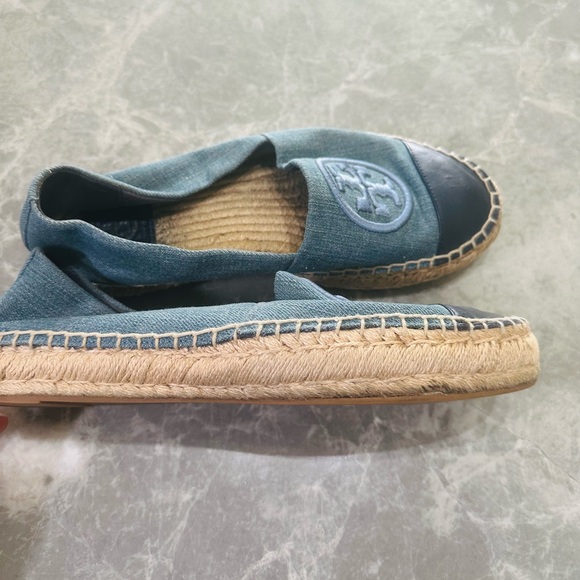 TORY BURCH Benton Slip-On Platform Espadrille Flat 8.5 M Denim/Navy/Chambray - Picture 3 of 8